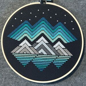 Mountains & Northern Lights Cross Stitch